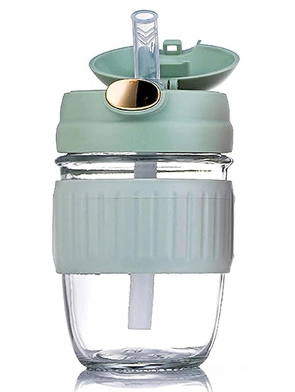 Rabbit Ear Glass Sipper Bottle with Straw | Cute Drinkware (Pink, Cream)